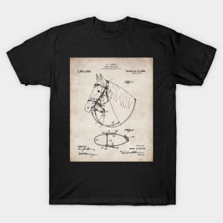 Horse Bridle Patent - Horse Lover Horse Stables Art - Antique T-Shirt